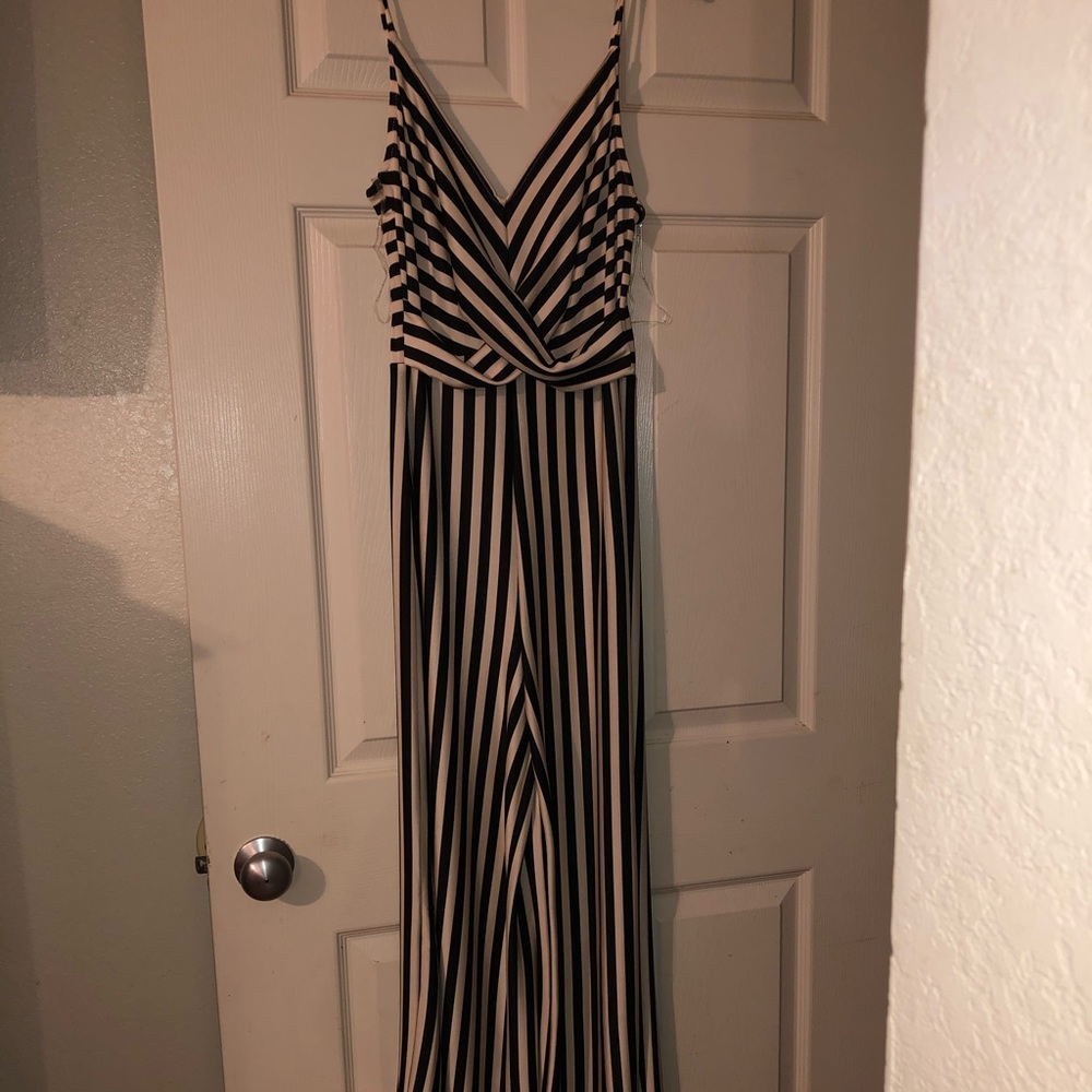 Black and Ivory Stripped Pantsuit